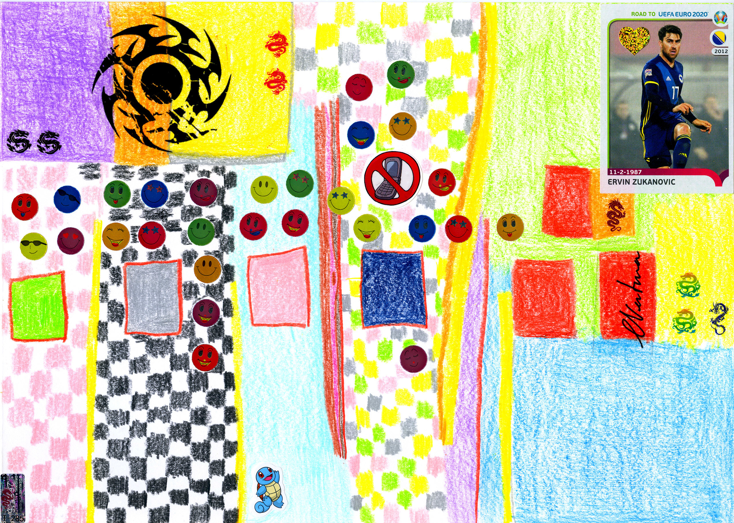 dessin avec des couleurs et des carreaux abstrait